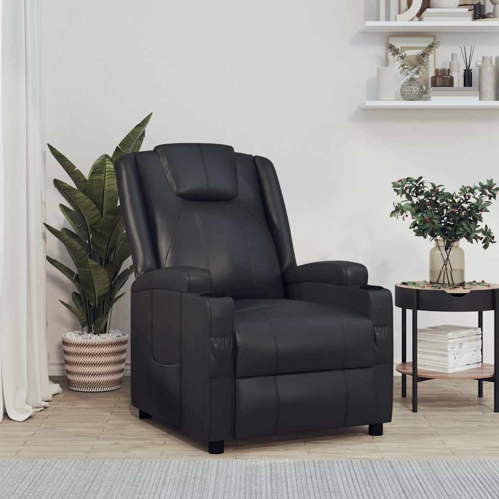 vidaXL Fauteuil relax en similicuir noir