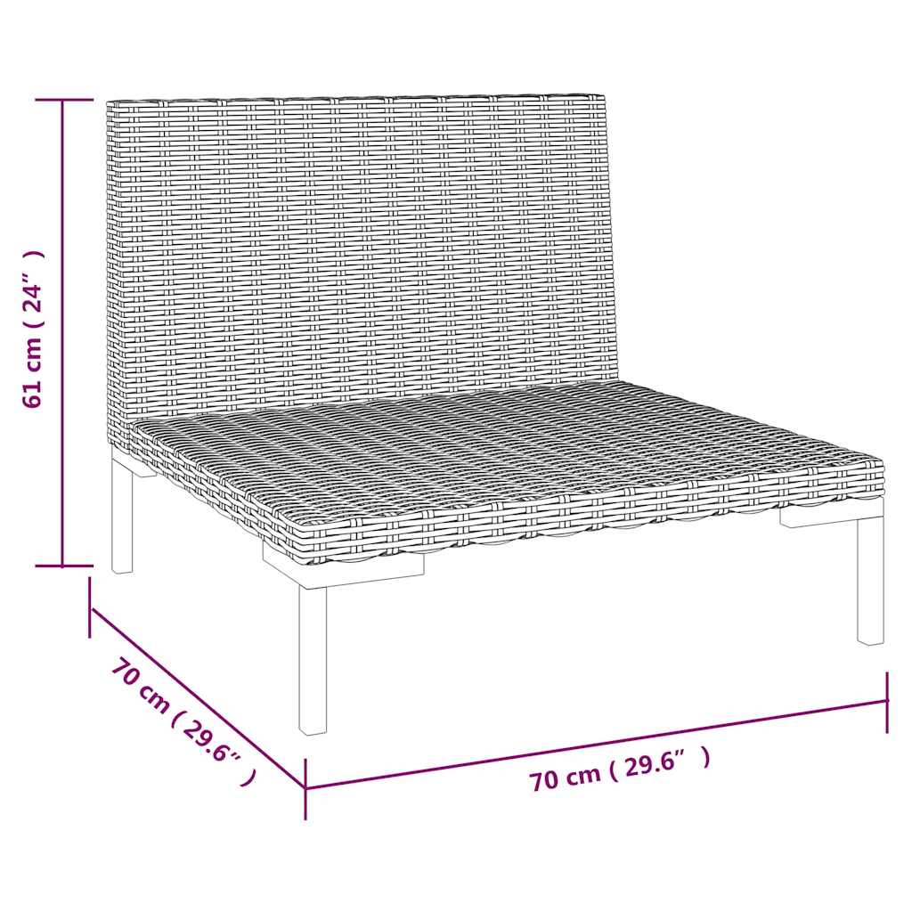 vidaXL Gartensofa mit Kissen Halbrundes Poly Rattan