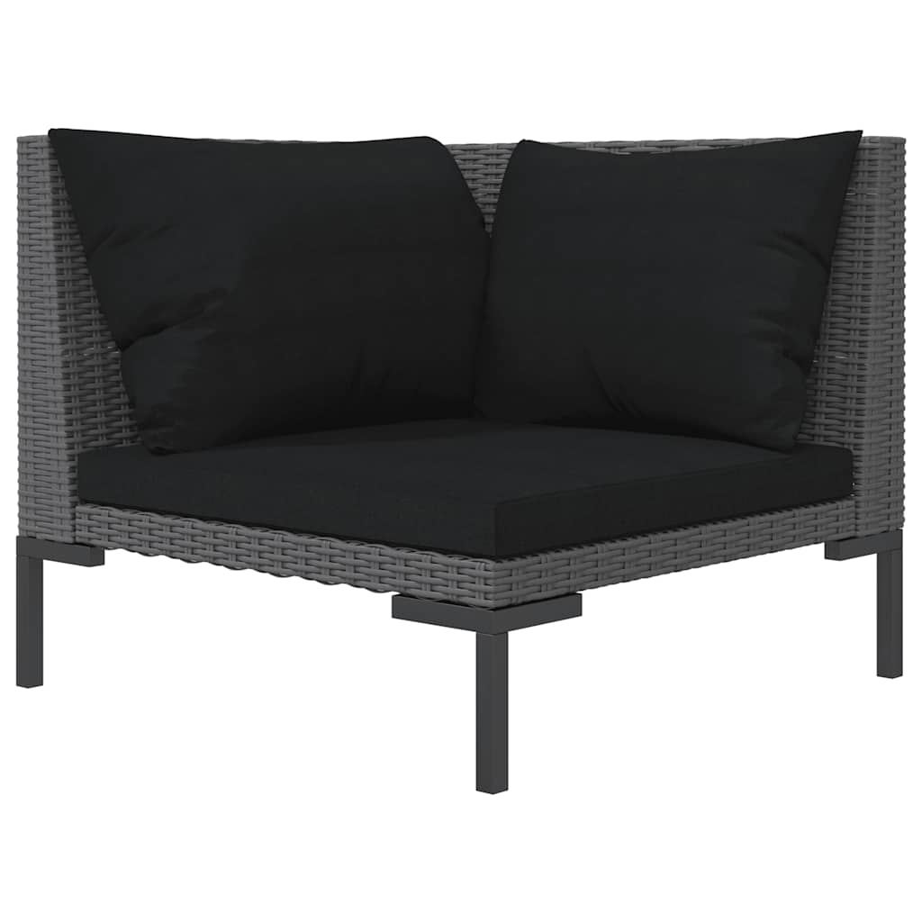 vidaXL Canapé de jardin avec coussins en résine tressée demi-ronde