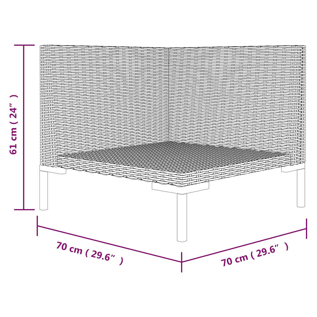 vidaXL Canapé de jardin avec coussins en résine tressée demi-ronde