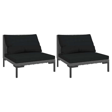 vidaXL Canapés de jardin 2 pcs avec coussins en résine tressée semi-ronde