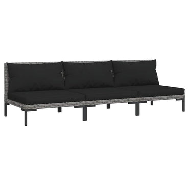 vidaXL Canapés de jardin 3 pcs avec coussins en résine tressée demi-ronde
