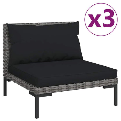 vidaXL Canapés de jardin 3 pcs avec coussins en résine tressée demi-ronde