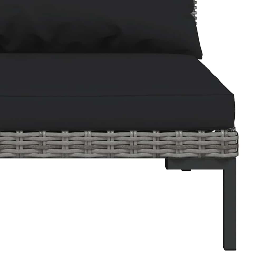 vidaXL Canapés de jardin 3 pcs avec coussins en résine tressée demi-ronde
