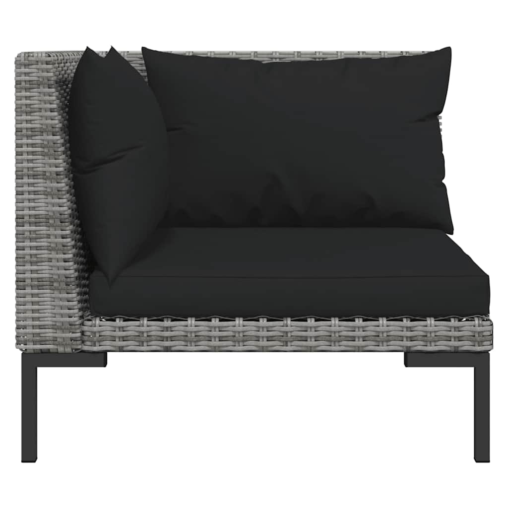 vidaXL Gartensofas 2 Stk. mit Kissen Halbrundes Poly Rattan