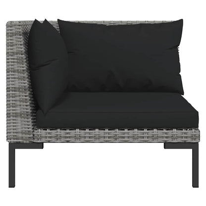 vidaXL Gartensofas 2 Stk. mit Kissen Halbrundes Poly Rattan