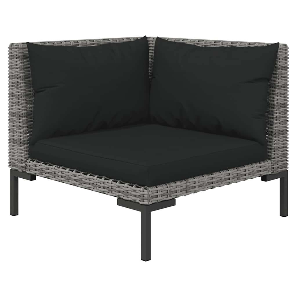 vidaXL Gartensofas 2 Stk. mit Kissen Halbrundes Poly Rattan