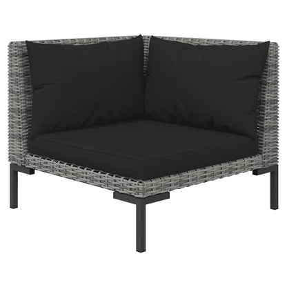 vidaXL Gartensofas 2 Stk. mit Kissen Halbrundes Poly Rattan