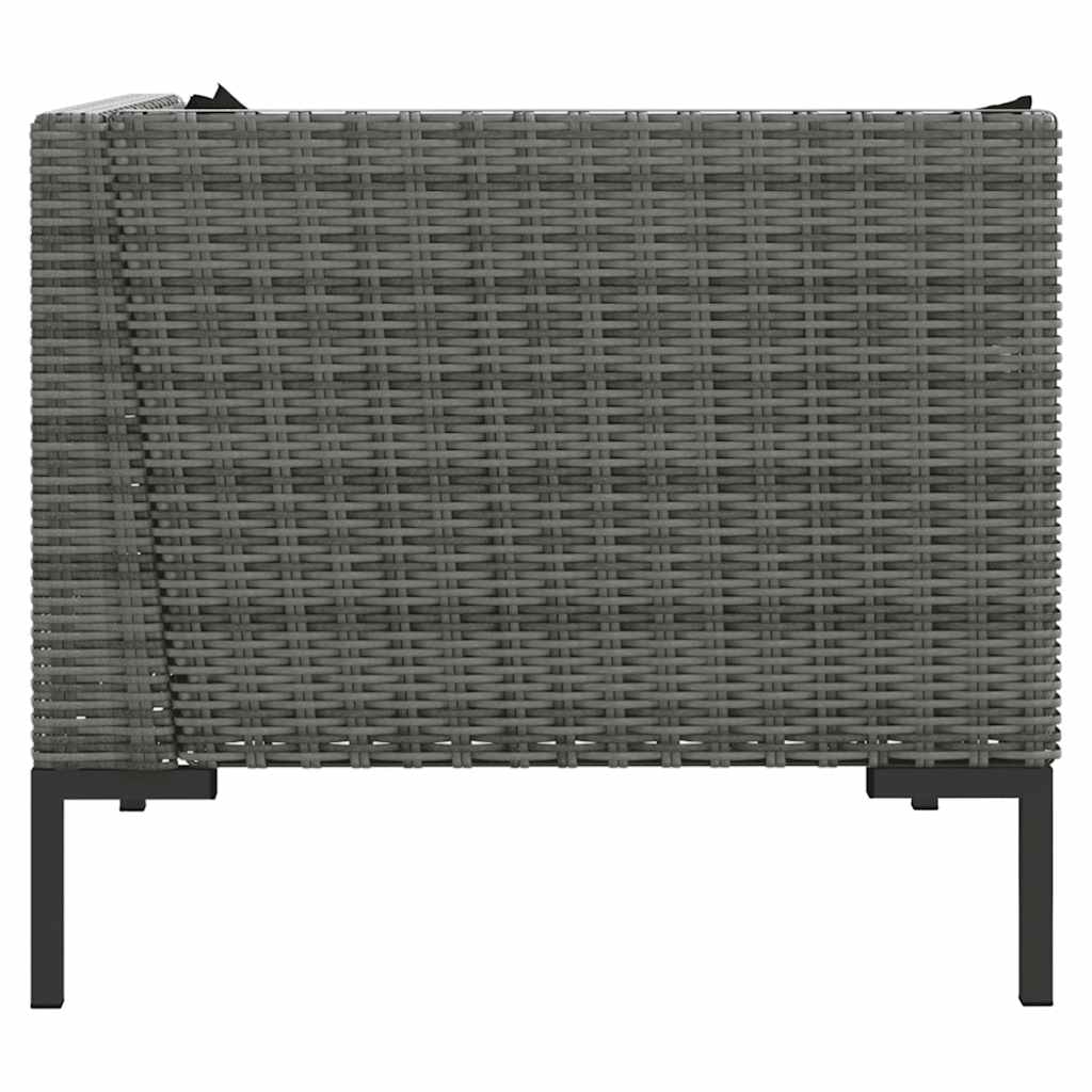 vidaXL Gartensofas 2 Stk. mit Kissen Halbrundes Poly Rattan
