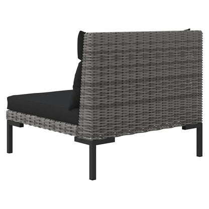 vidaXL Gartensofas 2 Stk. mit Kissen Halbrundes Poly Rattan
