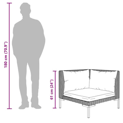 vidaXL Gartensofas 2 Stk. mit Kissen Halbrundes Poly Rattan