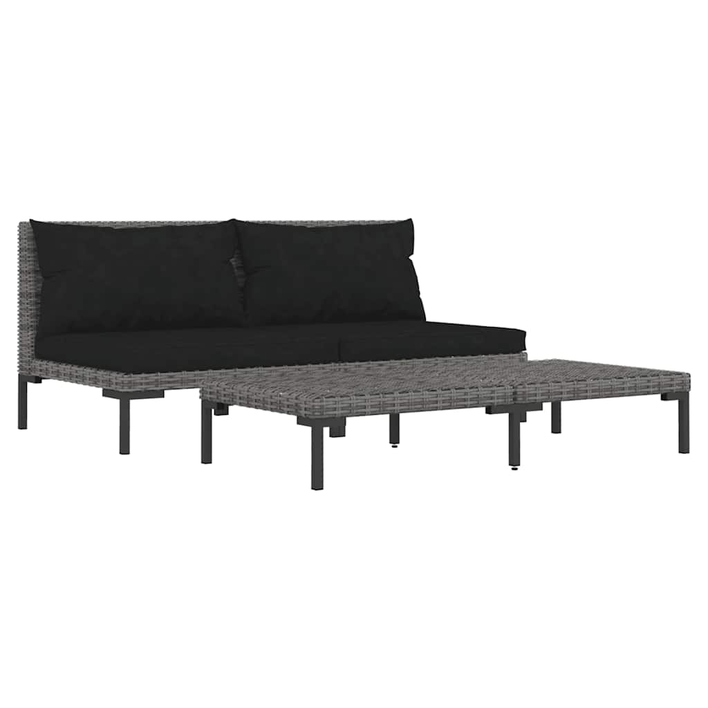 vidaXL Ensemble de mobilier de jardin 3 pcs Gris foncé Rotin synthétique semi-circulaire