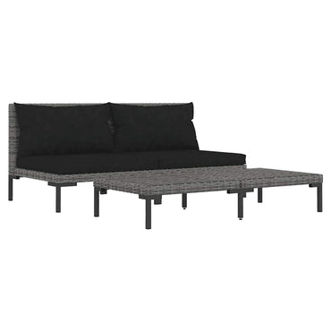vidaXL Ensemble de mobilier de jardin 3 pcs Gris foncé Rotin synthétique semi-circulaire