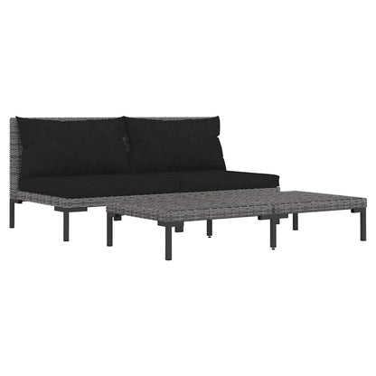 vidaXL Ensemble de mobilier de jardin 3 pcs Gris foncé Rotin synthétique semi-circulaire