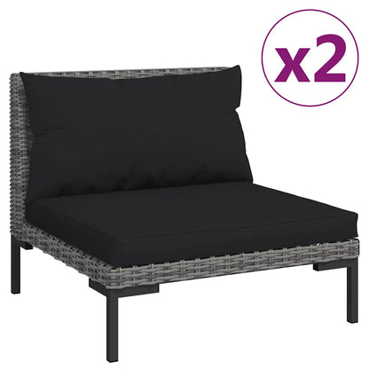 vidaXL Ensemble de mobilier de jardin 3 pcs Gris foncé Rotin synthétique semi-circulaire