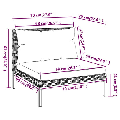 vidaXL Ensemble de mobilier de jardin 3 pcs Gris foncé Rotin synthétique semi-circulaire