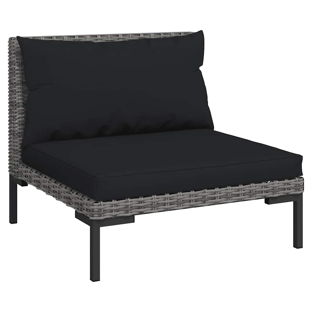 vidaXL Ensemble de mobilier de jardin 3 pcs Gris foncé Rotin synthétique semi-circulaire