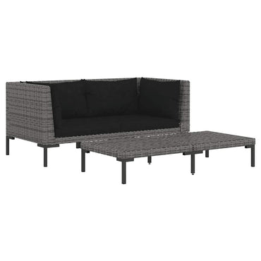 vidaXL Ensemble de jardin 3 pcs Gris foncé Résine tressée semi-ronde