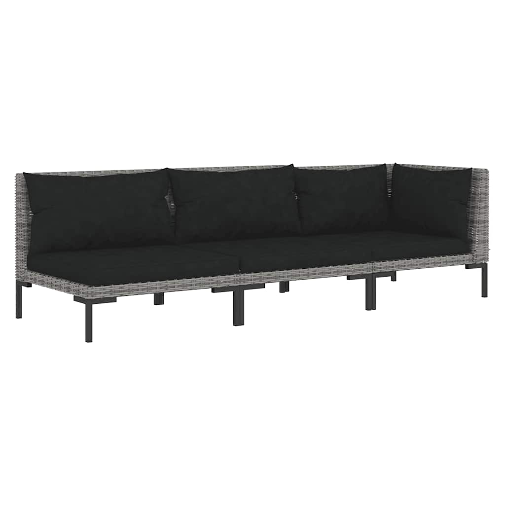 vidaXL Ensemble de jardin 3 pcs Gris foncé Résine tressée semi-ronde