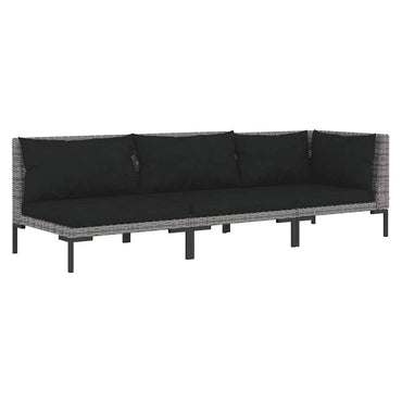 vidaXL Ensemble de jardin 3 pcs Gris foncé Résine tressée semi-ronde