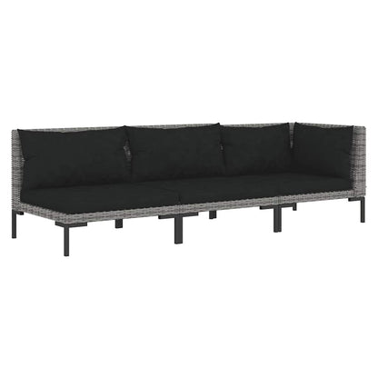 vidaXL Ensemble de jardin 3 pcs Gris foncé Résine tressée semi-ronde