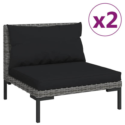 vidaXL Ensemble de jardin 3 pcs Gris foncé Résine tressée semi-ronde