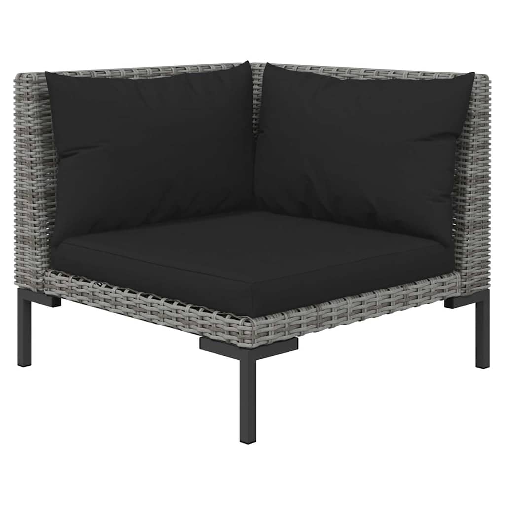 vidaXL Ensemble de jardin 3 pcs Gris foncé Résine tressée semi-ronde