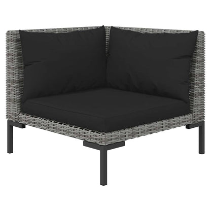 vidaXL Ensemble de jardin 3 pcs Gris foncé Résine tressée semi-ronde