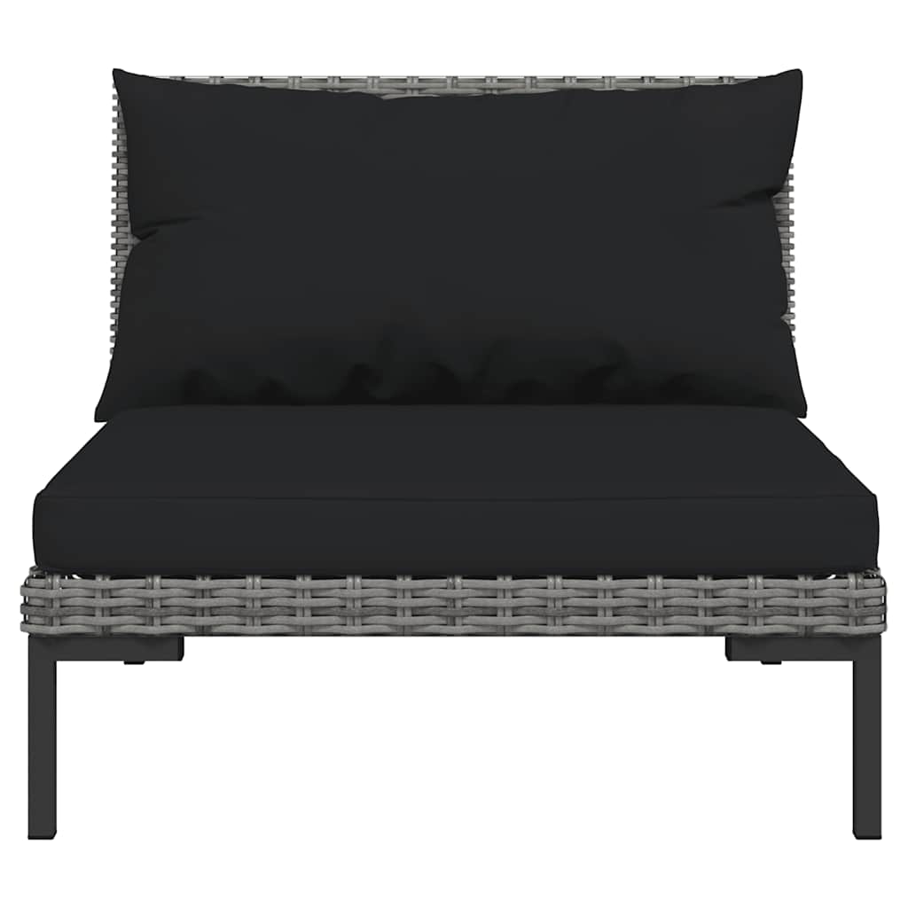 vidaXL Ensemble de jardin 3 pcs Gris foncé Résine tressée semi-ronde