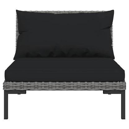 vidaXL Ensemble de jardin 3 pcs Gris foncé Résine tressée semi-ronde