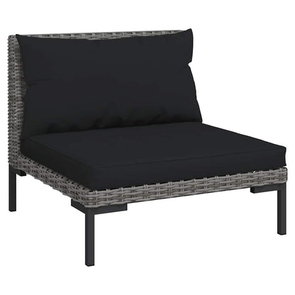 vidaXL Ensemble de jardin 3 pcs Gris foncé Résine tressée semi-ronde