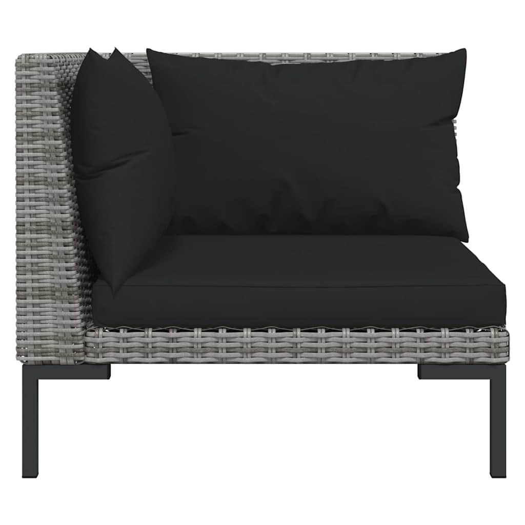 vidaXL Ensemble de jardin 3 pcs Gris foncé Résine tressée semi-ronde