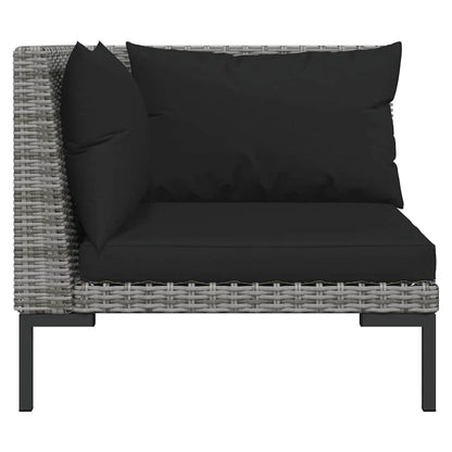 vidaXL Ensemble de jardin 3 pcs Gris foncé Résine tressée semi-ronde