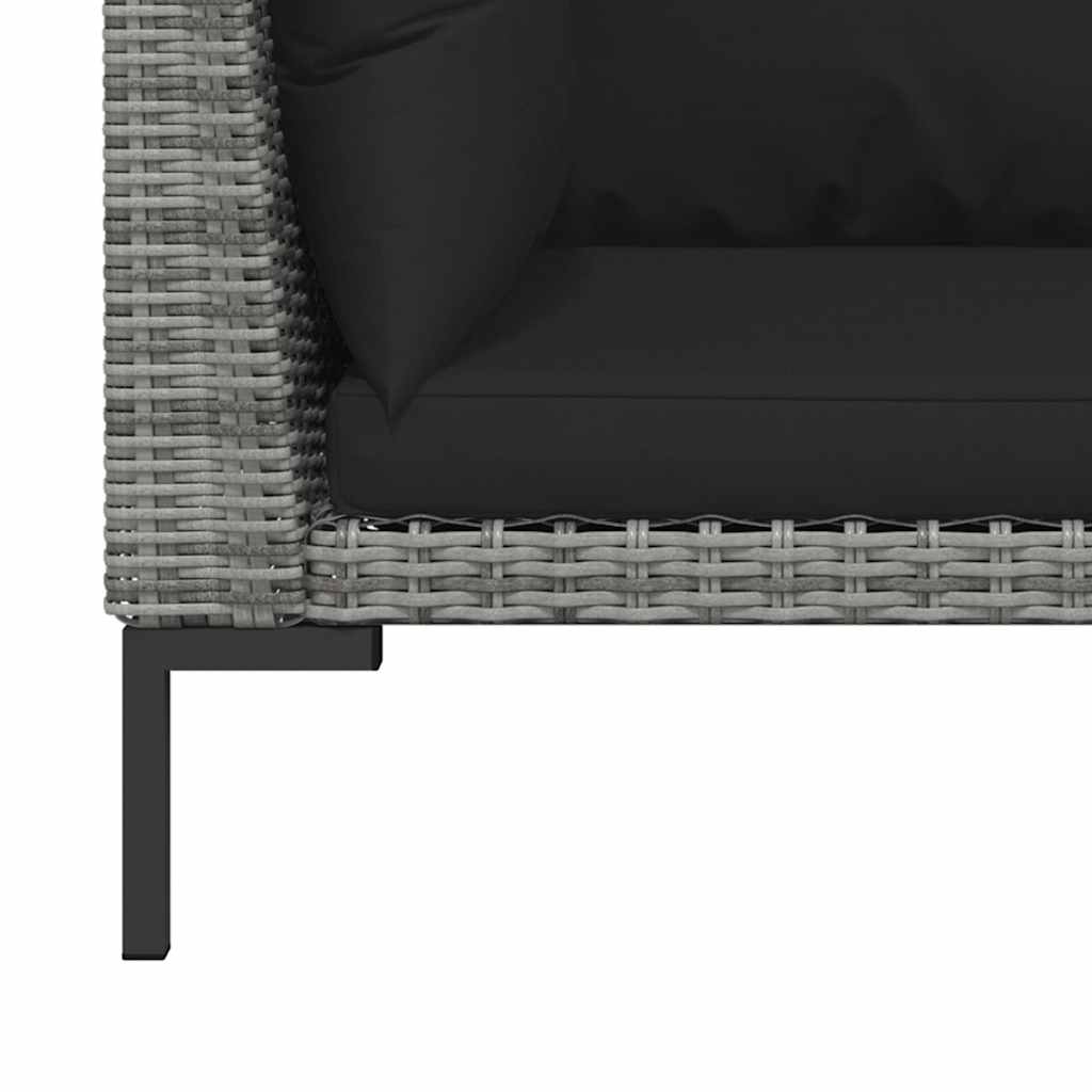vidaXL Ensemble de jardin 3 pcs Gris foncé Résine tressée semi-ronde