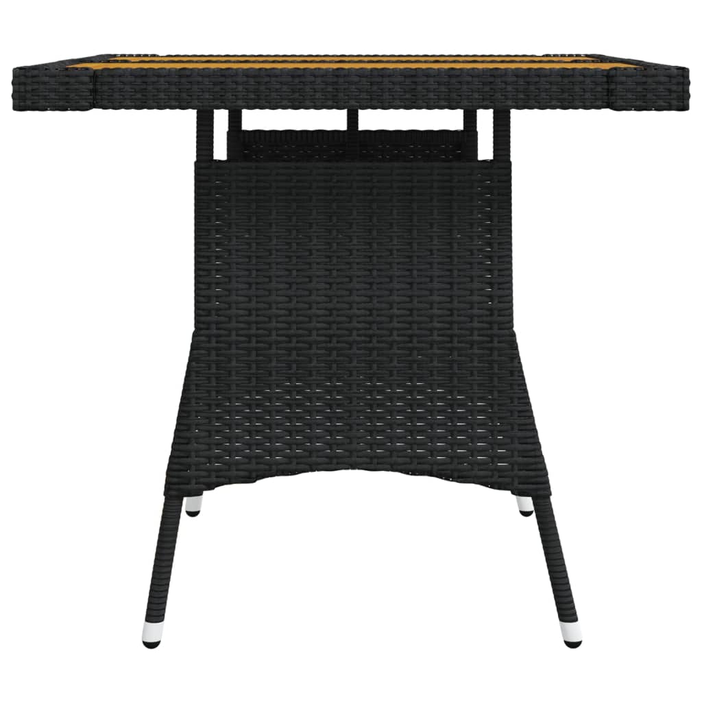 vidaXL Gartentisch Schwarz 70x70x72 cm Poly Rattan & Massivholz Akazie
