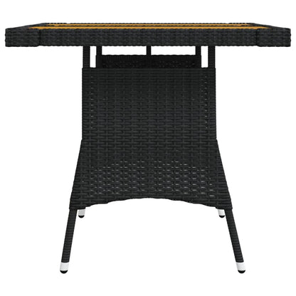 vidaXL Gartentisch Schwarz 70x70x72 cm Poly Rattan & Massivholz Akazie