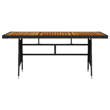 vidaXL Gartentisch Schwarz 160x70x72cm Poly Rattan & Massivholz Akazie
