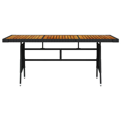 vidaXL Gartentisch Schwarz 160x70x72cm Poly Rattan & Massivholz Akazie