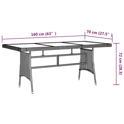 vidaXL Gartentisch Schwarz 160x70x72cm Poly Rattan & Massivholz Akazie