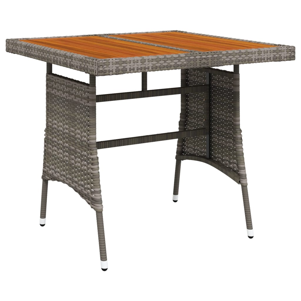 vidaXL Gartentisch Grau 70x70x72 cm Poly Rattan & Massivholz Akazie