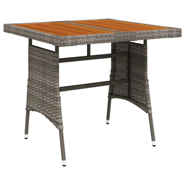 vidaXL Gartentisch Grau 70x70x72 cm Poly Rattan & Massivholz Akazie