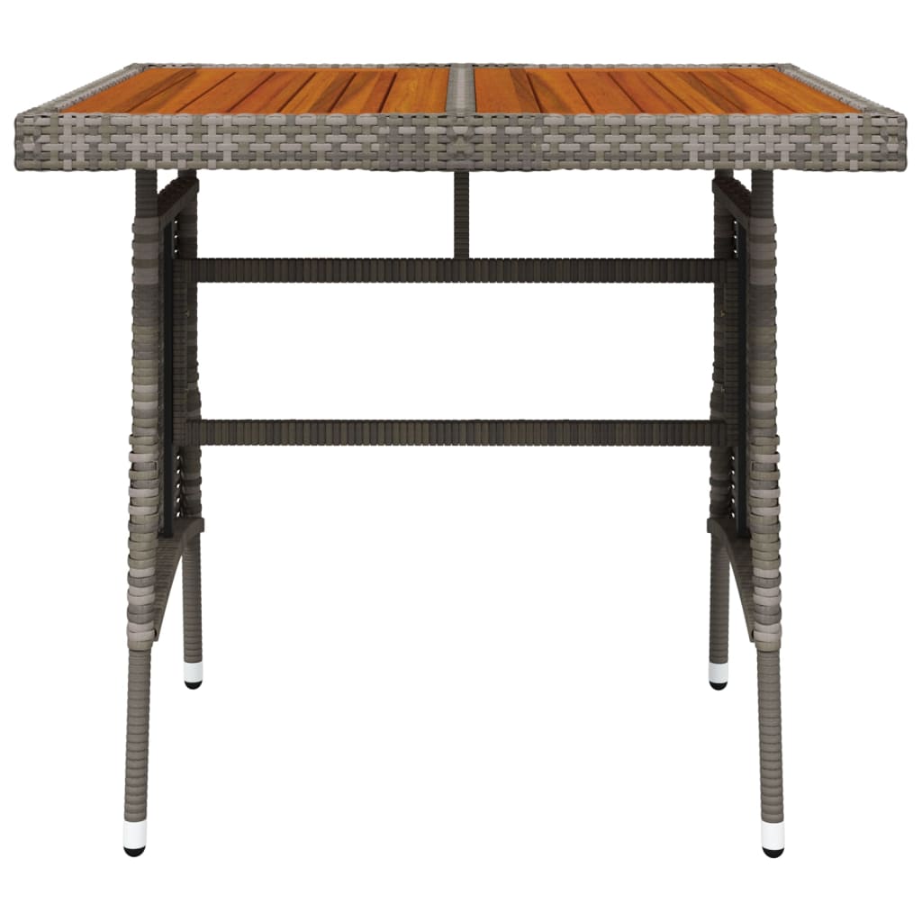 vidaXL Gartentisch Grau 70x70x72 cm Poly Rattan & Massivholz Akazie