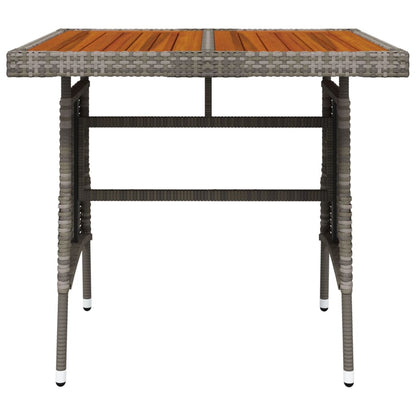 vidaXL Gartentisch Grau 70x70x72 cm Poly Rattan & Massivholz Akazie