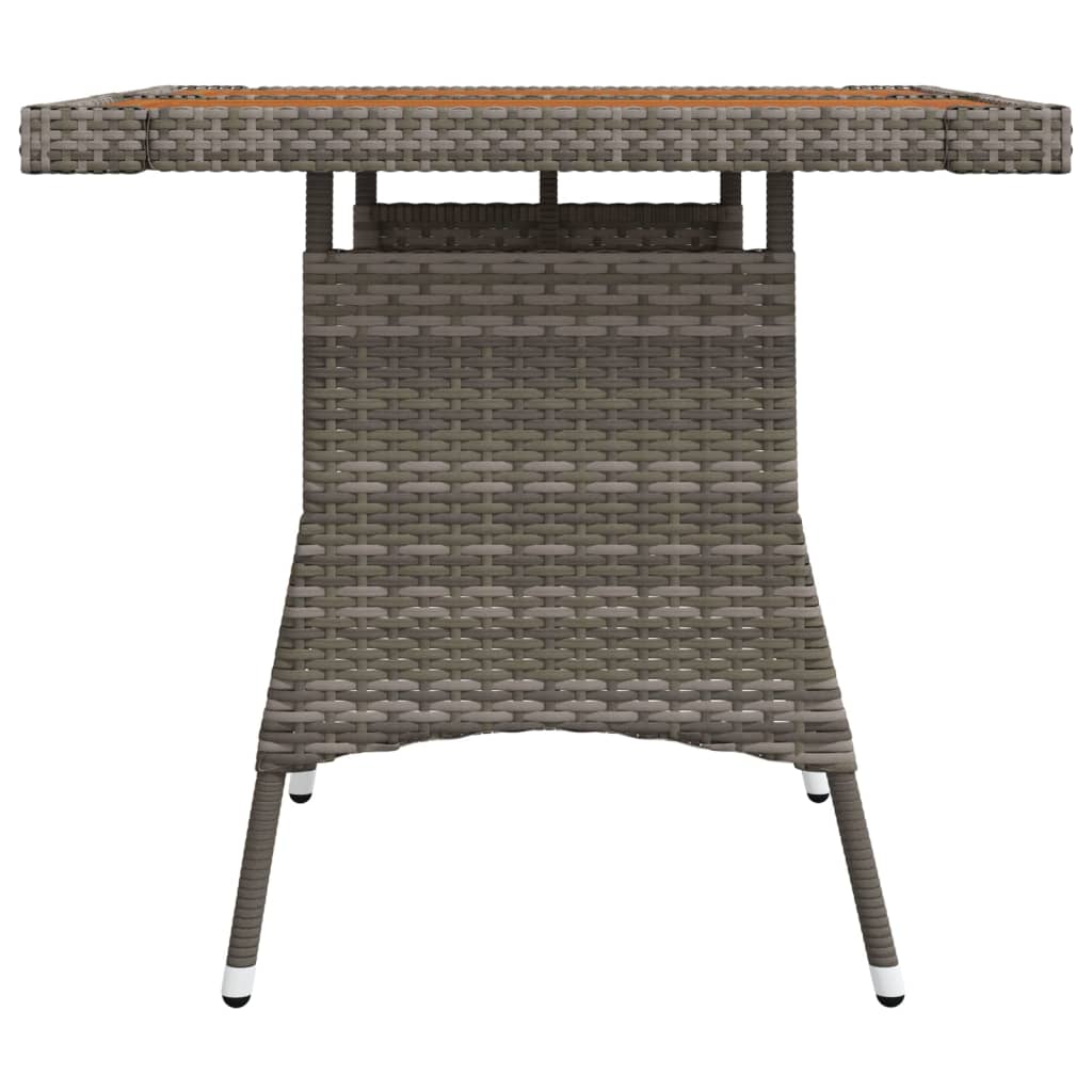 vidaXL Gartentisch Grau 70x70x72 cm Poly Rattan & Massivholz Akazie