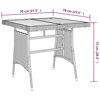 vidaXL Gartentisch Grau 70x70x72 cm Poly Rattan & Massivholz Akazie