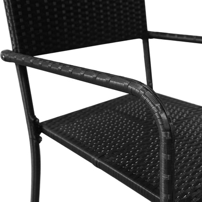 vidaXL Garten-Essstühle 4 Stk. Stapelbar Schwarz Polyrattan