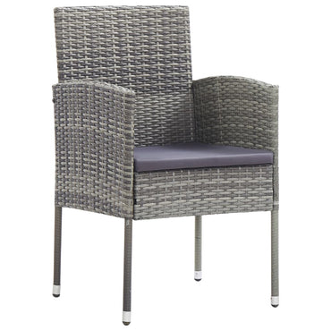 vidaXL Gartenstühle mit Kissen in Dunkelgrau 2 Stk. Grau Polyrattan