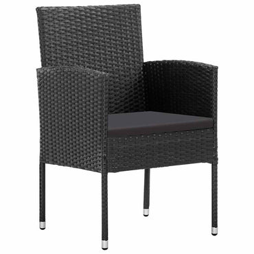 vidaXL Gartenstühle mit Kissen in Schwarz 2 Stk. Schwarz Poly Rattan