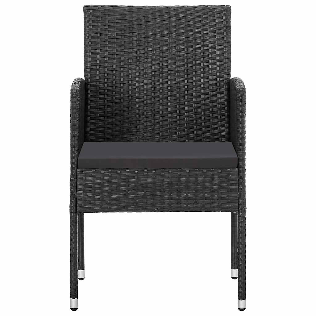 vidaXL Gartenstühle mit Kissen in Schwarz 2 Stk. Schwarz Poly Rattan