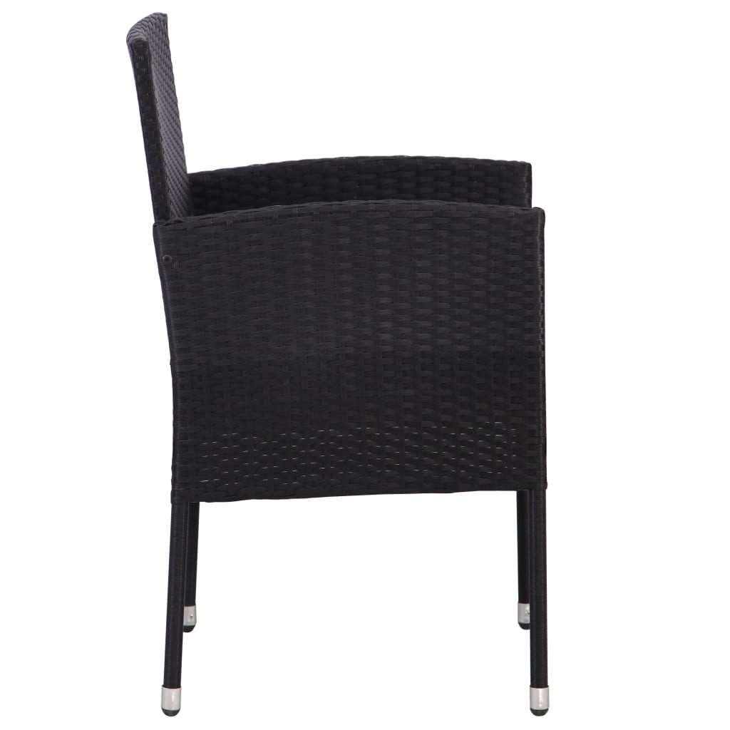 vidaXL Chaises de jardin avec coussins blanc crème 4 pcs Résine tressée noire